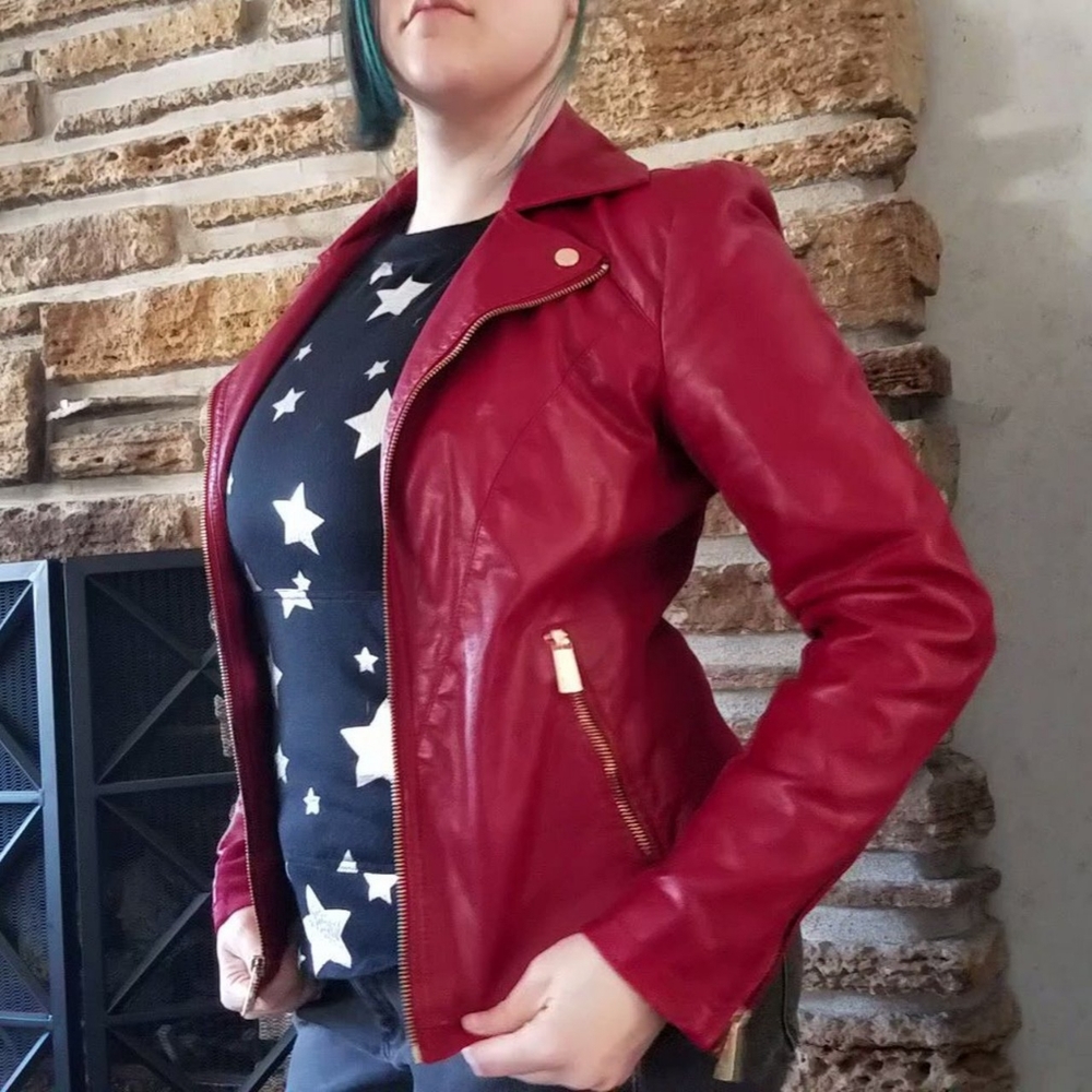 Kenneth Cole Red Faux Leather Jacket